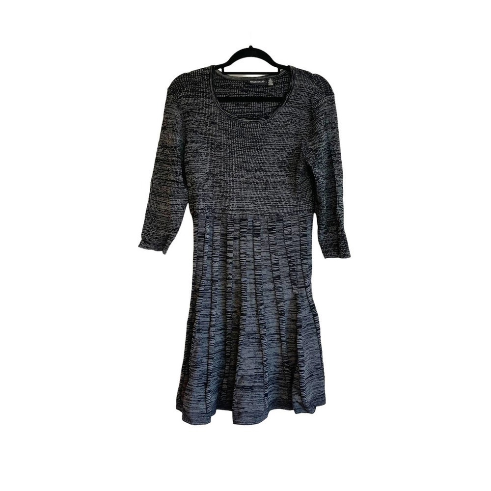 New Nina Leonard Pleated Scoop Neck Sweater Dress Dark Gray Women's Size XL - Picture 2 of 9